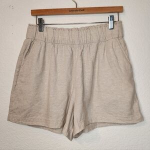 Sonoma Women's High Waist Tan Linen Blend Shorts, Size M